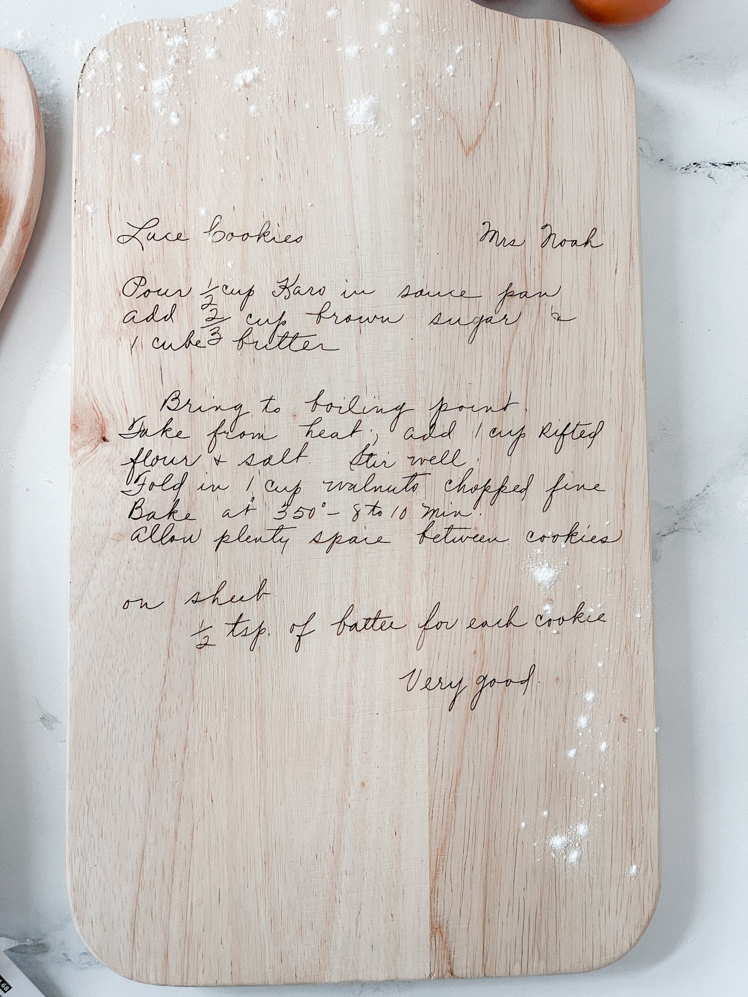 Hand-traced Recipe Board