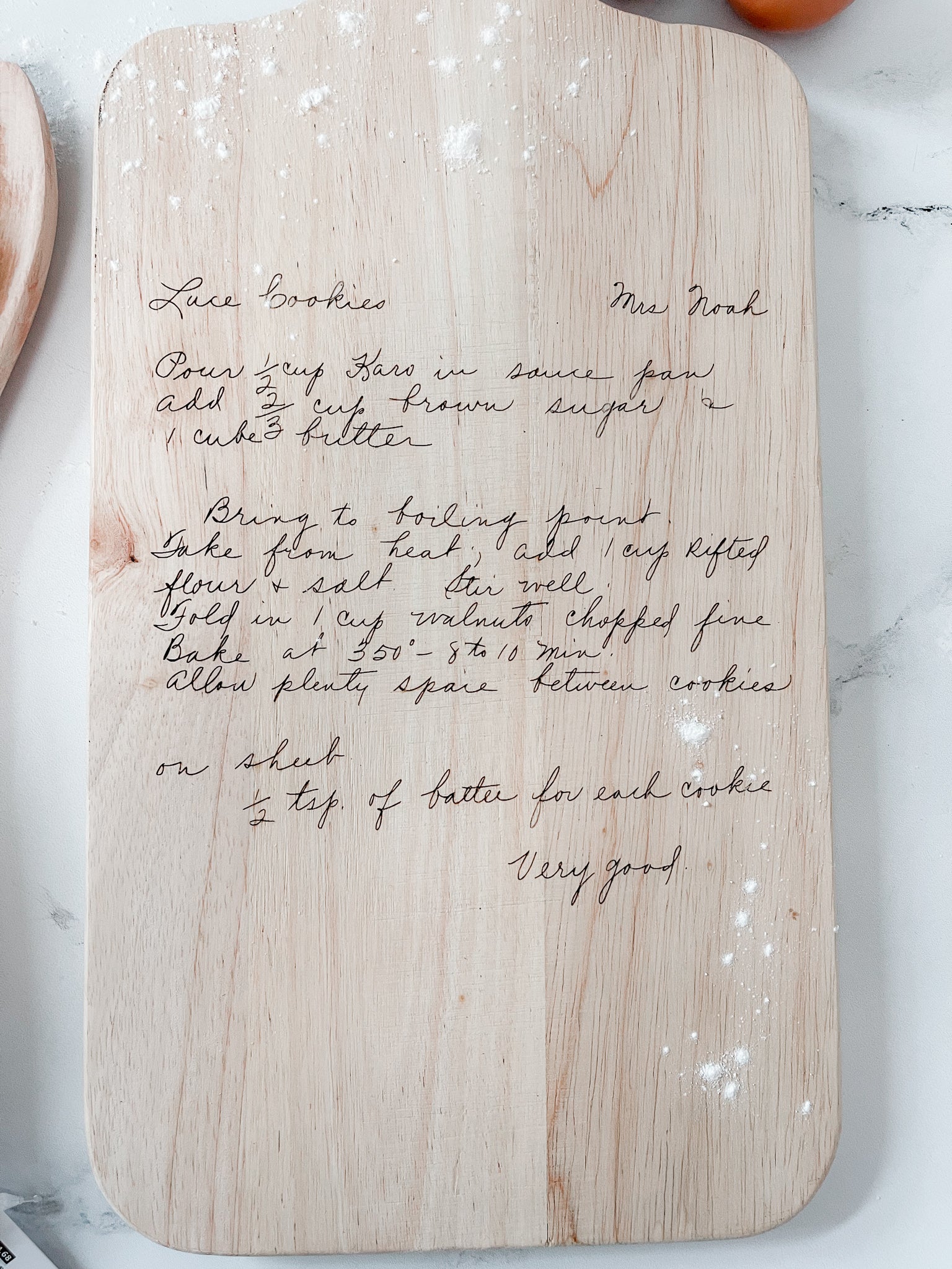 Hand-traced Recipe Board