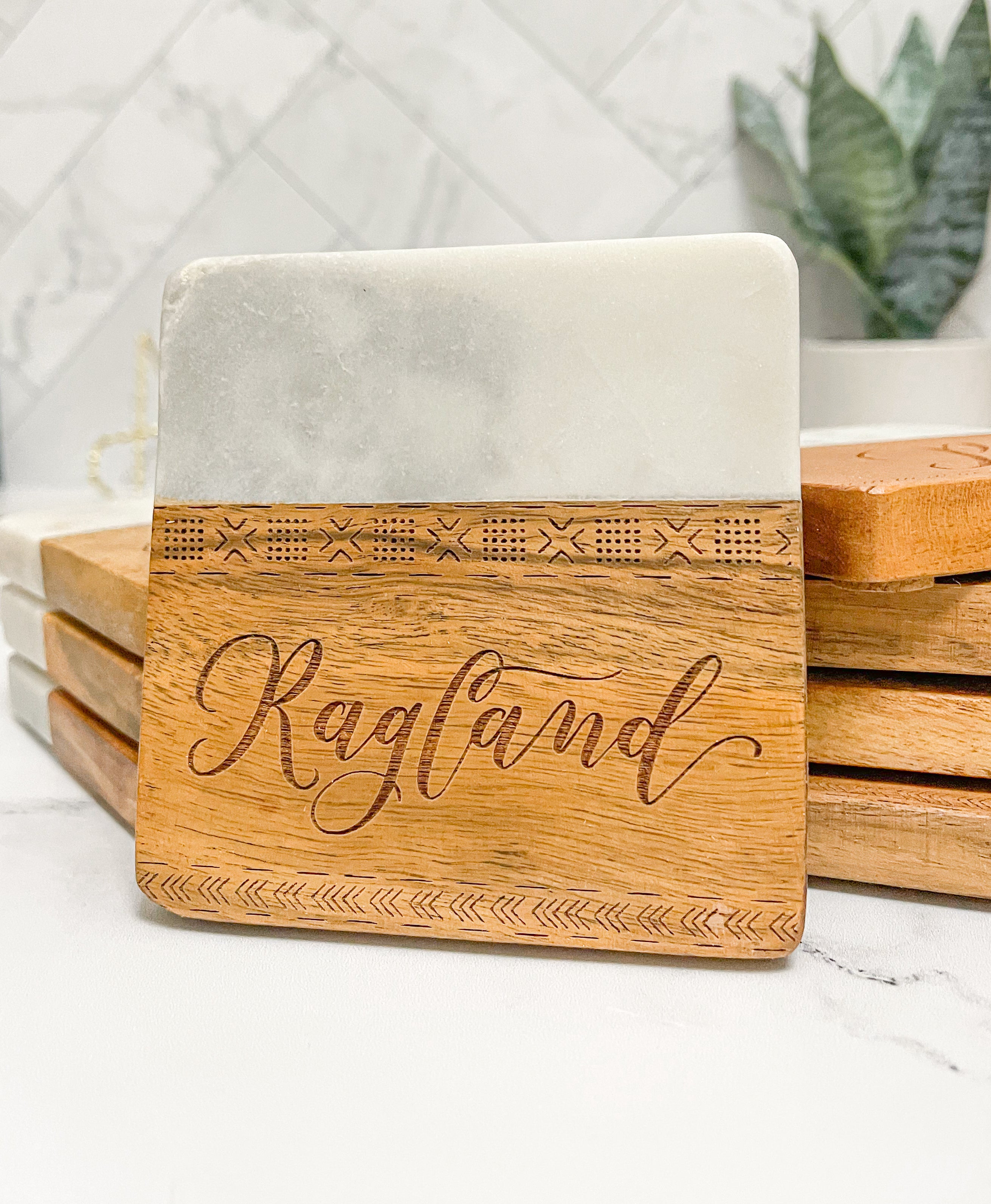 Deco Negro Personalized Coasters (Set of 4)