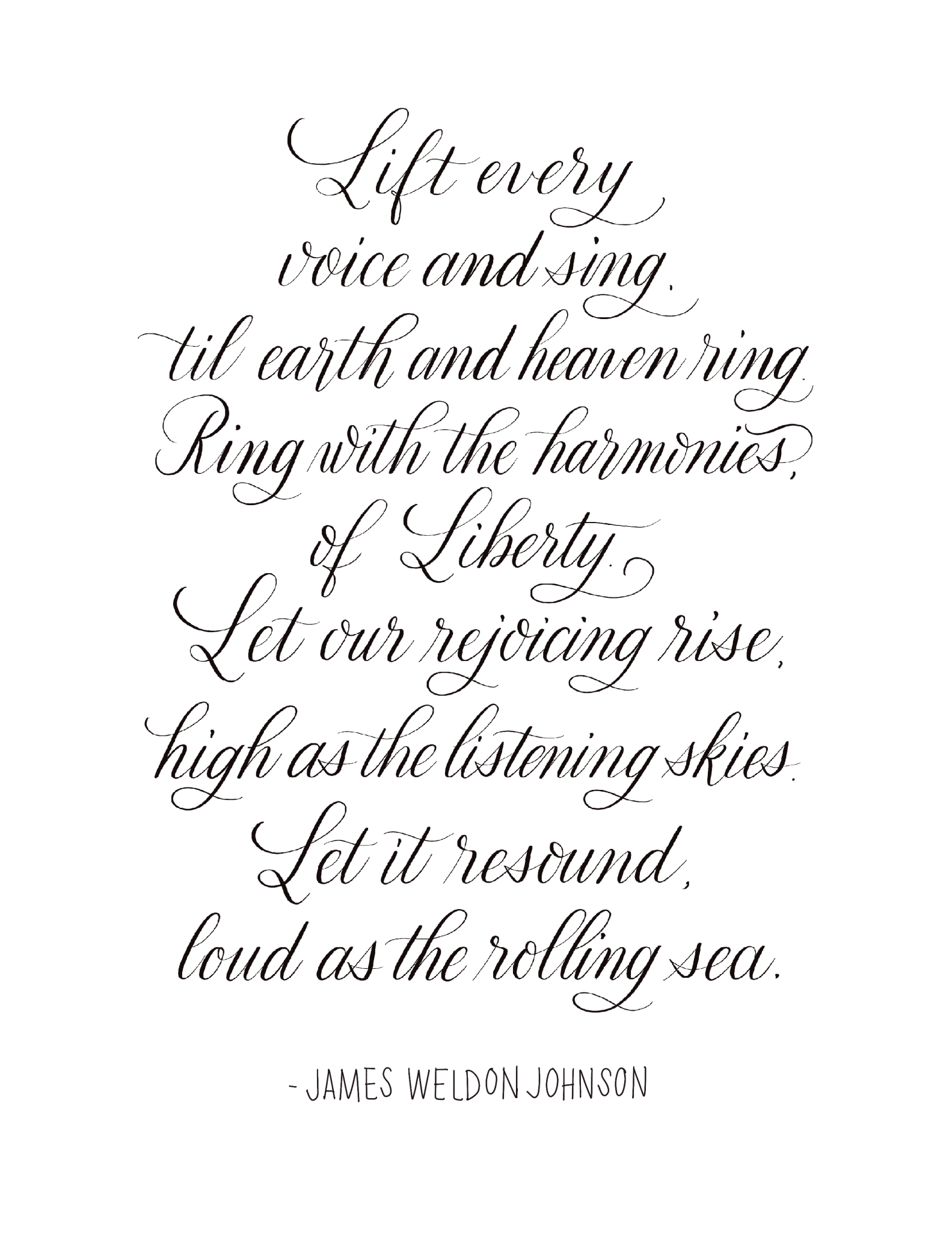 Lift Every Voice and Sing Calligraphy Print - DecoNegro