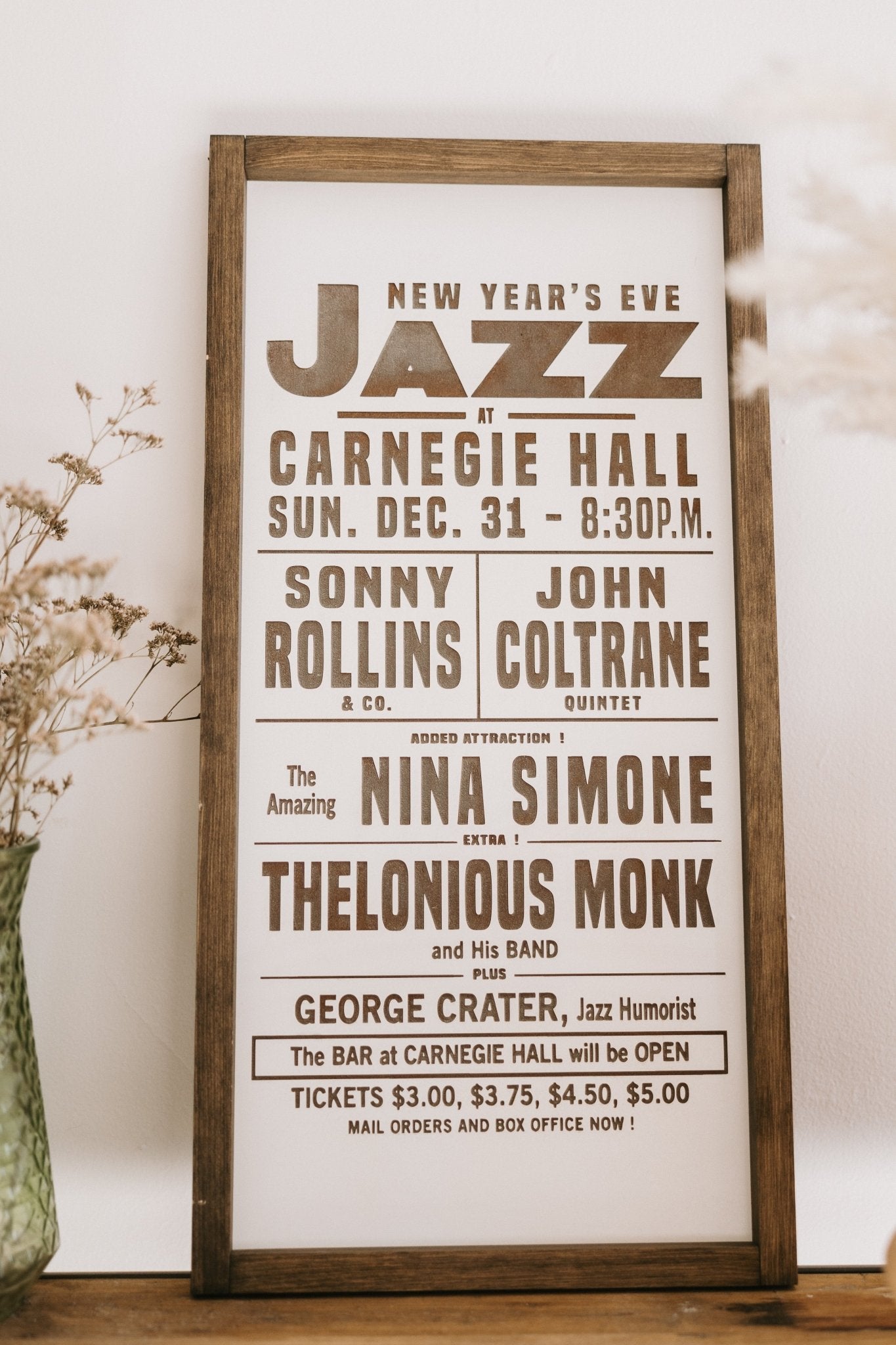 Carnegie Hall inspired jazz wall decor on wood
