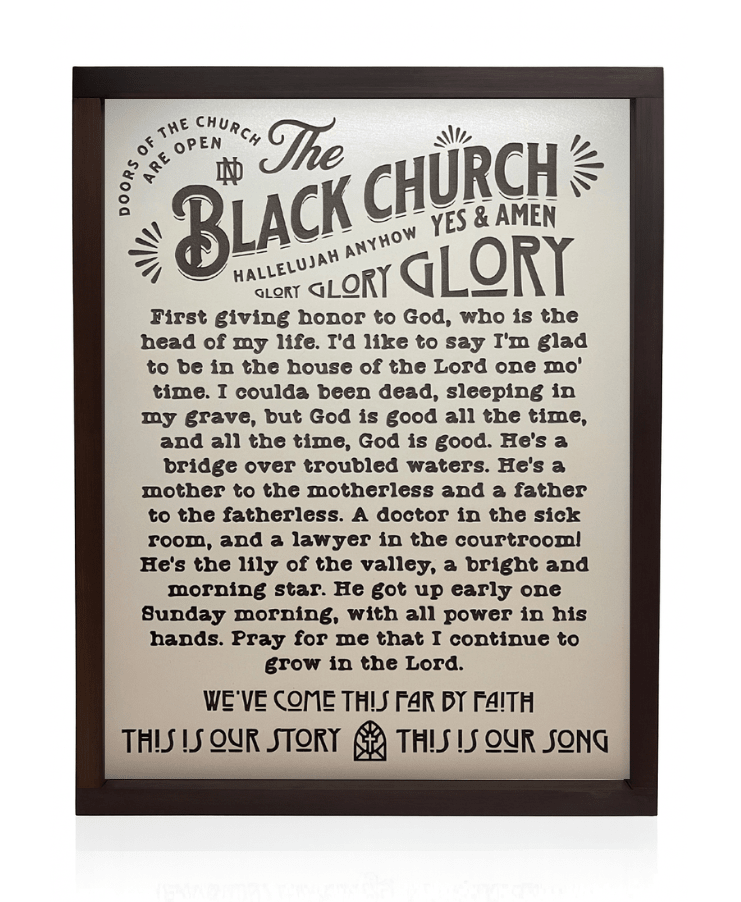 Black Church wall art with engraved church sayings