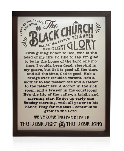 Black Church wall art with engraved church sayings