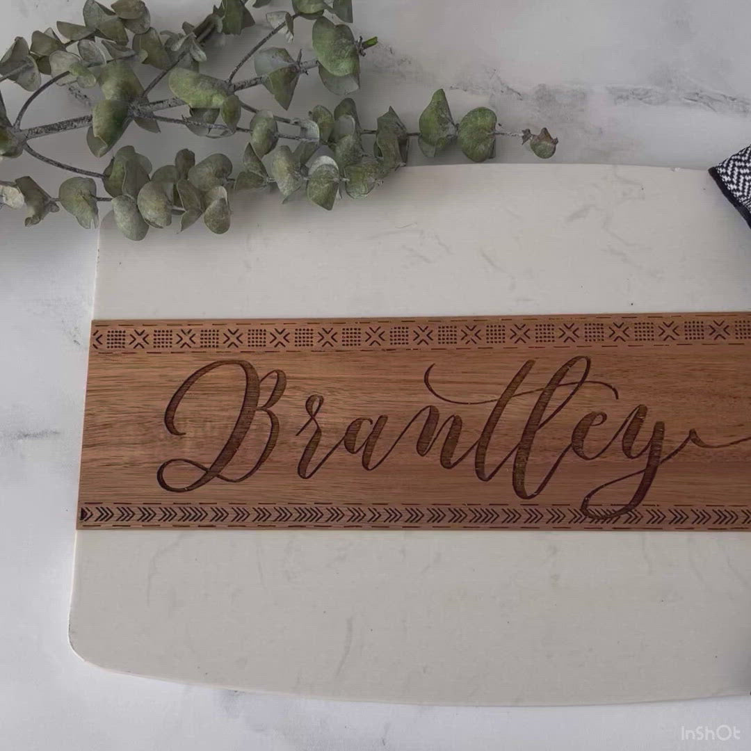 Customized Mudcloth-Inspired Charcuterie Board