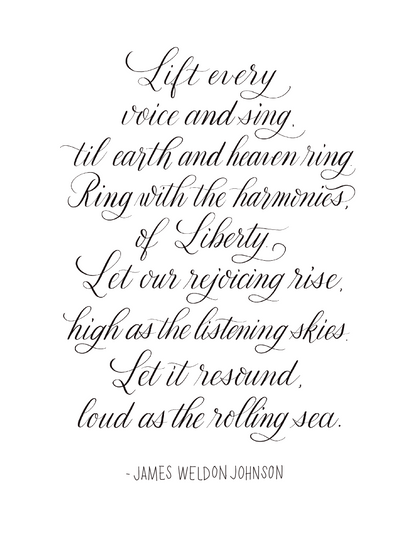 Lift Every Voice and Sing Calligraphy Print