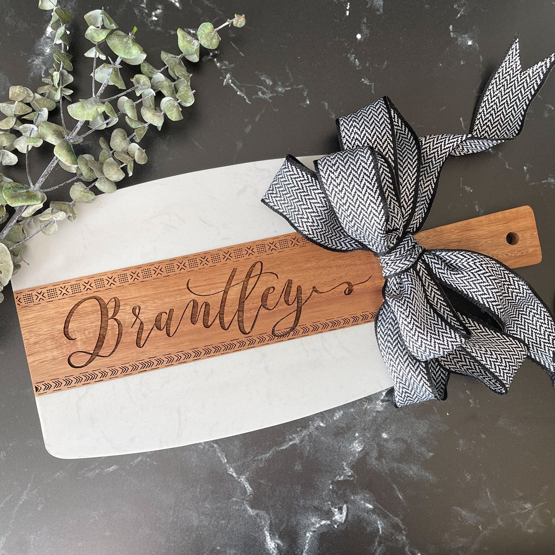 Customized Mudcloth-Inspired Charcuterie Board