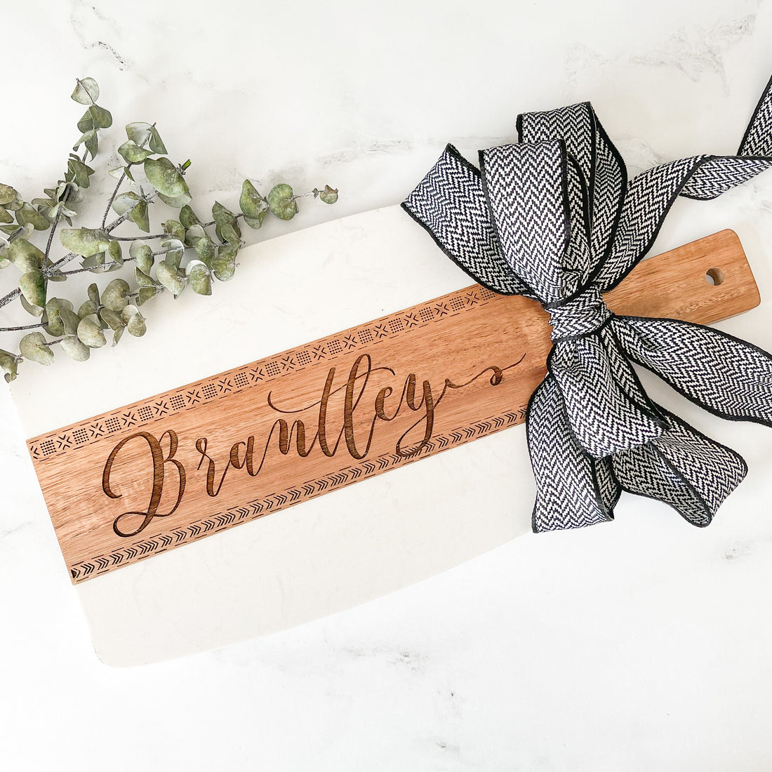 Customized Mudcloth-Inspired Charcuterie Board