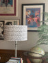 Lift Every Voice and Sing lampshade displayed on lamp base