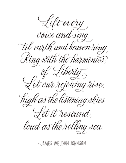 Lift Every Voice and Sing Calligraphy Print - DecoNegro